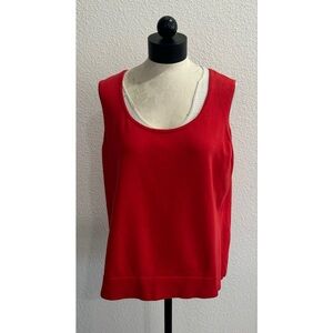 Jones New York Women’s Sleeveless Knit Top Tee Shirt Red Size 2XL Cotton Basic